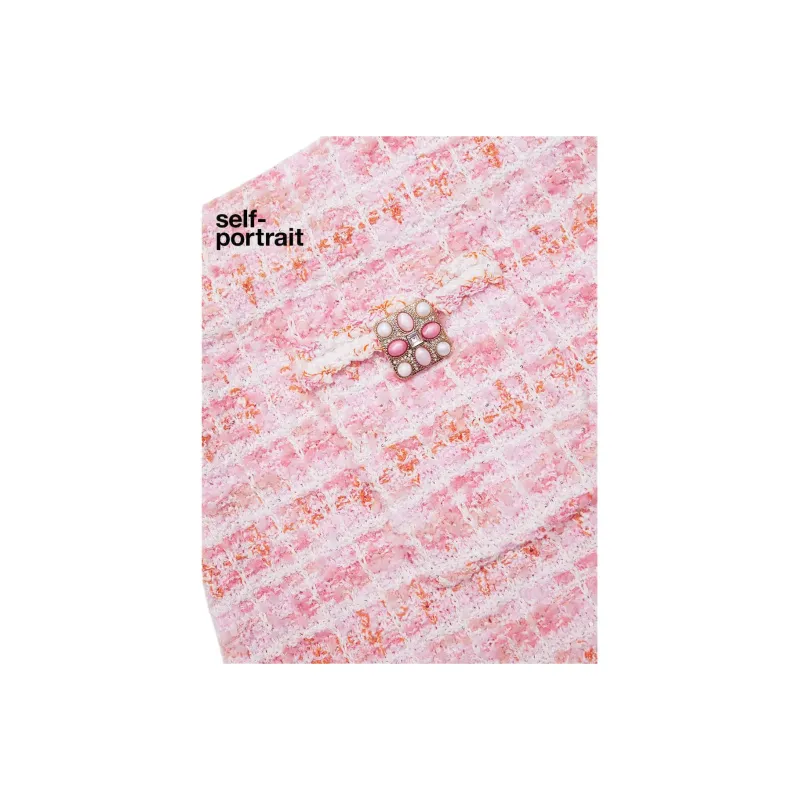 Self portrait Casual Short Skirts Women's Red And Pink Plaid-3