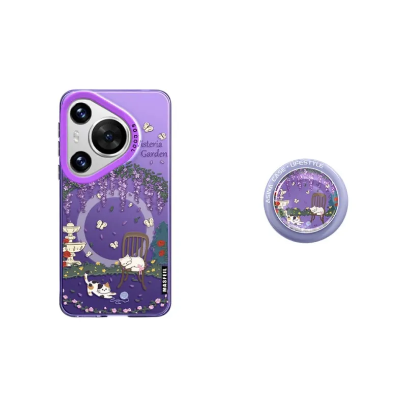 Marsfield Acrylic Material Soft Edge Magnetic Phone Case Purple Garden Myersphill Compatibility Huawei P70/60/50/40PRO-5