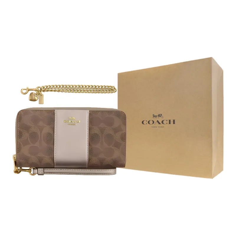 COACH Boxed Coated Canvas Wallet Small Size Women's Tan Light Champagne-5