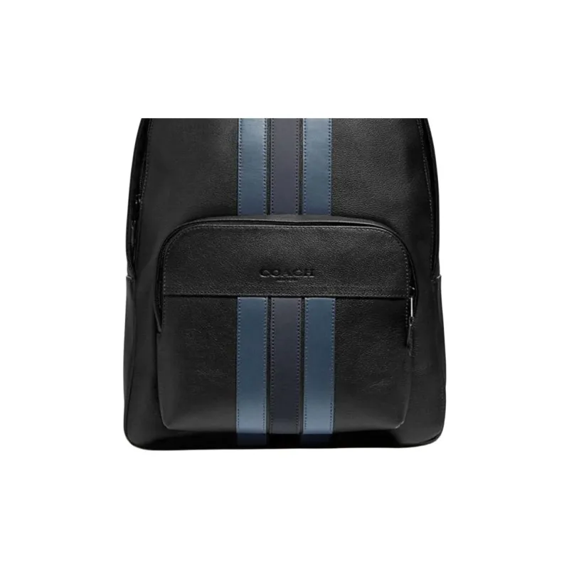 COACH Houston Cow Leather Backpack Men's Black & Blue Black Stripes-4