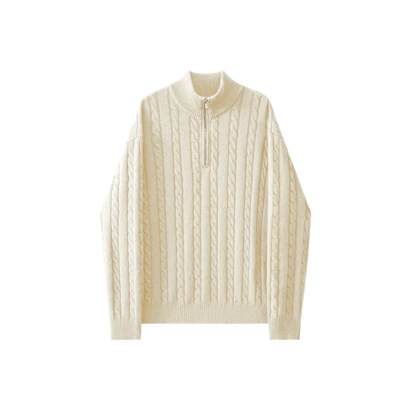 A.B.X Semi-Open Collar Stand Collar Pullover Knitwear Sweater Unisex-13