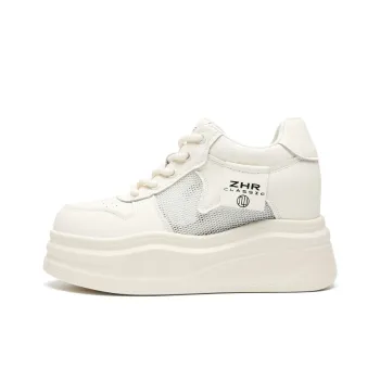 ZHR Platform Mesh White Sneakers Anti Slip Wear Resistant Low Top Skateboard Shoes Women's