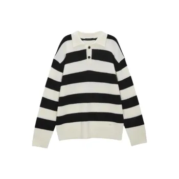 GUESS Sweater Men's Black White Stripes