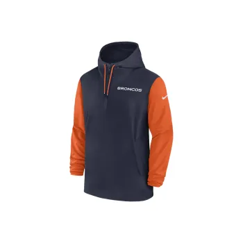 Nike Denver Broncos Sideline Pre Game Player Men's Nike Nfl 1/2 Zip Hooded Jacket