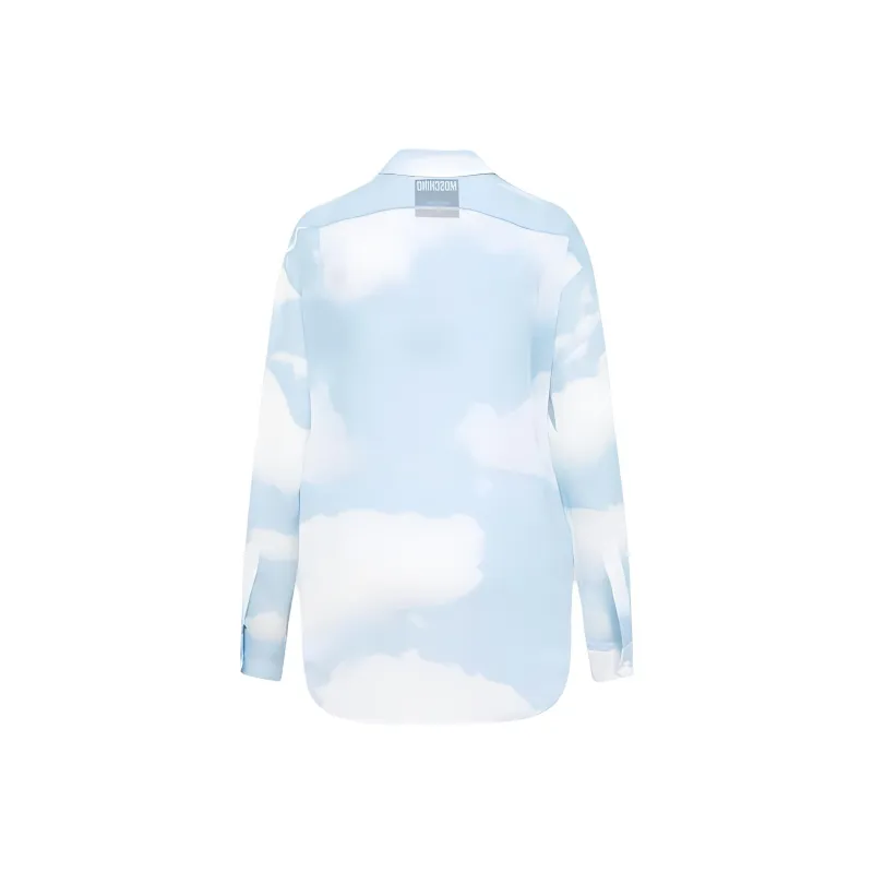 MOSCHINO Sky Printed Collared Long Sleeved Shirt-1