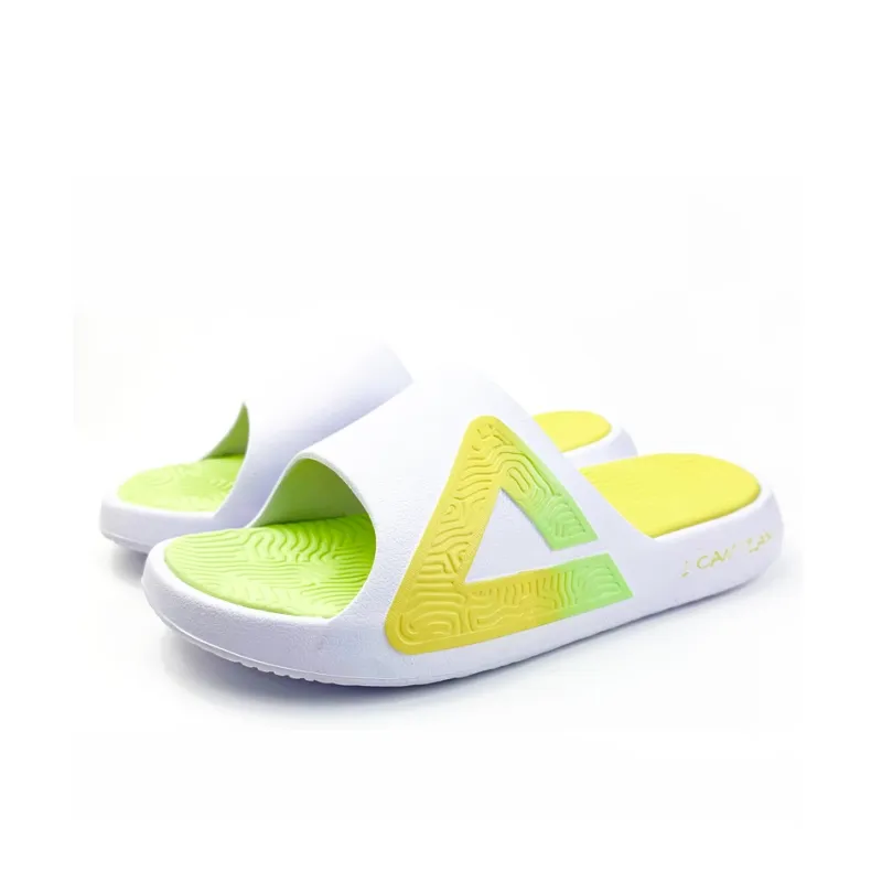 PEAK Quiet Slip Resistant Abrasion Resistant Slide Slippers Men's White Green Yellow-1