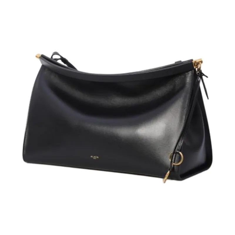 Alaia Calfskin Handbag Large Size Unisex Black-1