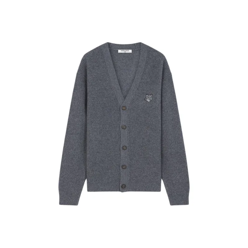 Maison Kitsune Bold Fox Head Patch Knitted Cardigan-0