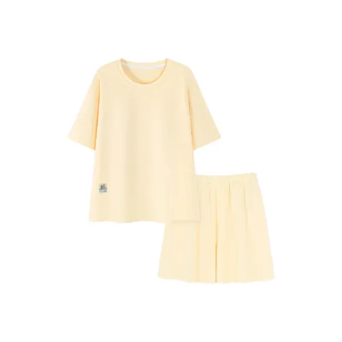 Urban Beauty Pajama Set Fashion Minimalist Style Comfortable Skin Friendly Women's 2 Piece Set Light Yellow