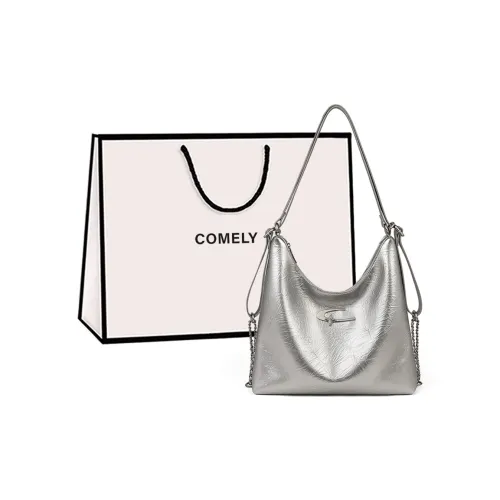 COMELY Cow Leather Tote Bag, Shopping Bag, Shoulder Bag, messenger Regular Women's Silver