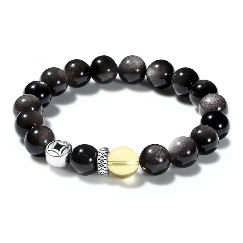 PUTUOSHANWENCHUANG Obsidian Bracelets Unisex-0