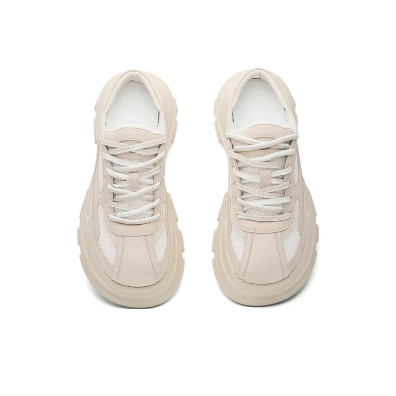 MOMGOG Height Increasing Low Top Casual Shoes Unisex Milk Tea-2