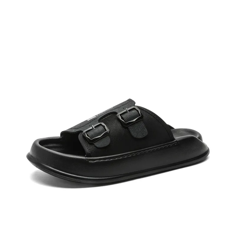 GIGIRYO Rubber Sole Slip Resistant Abrasion Resistant Cushioning Slide Slippers Men's Black-1