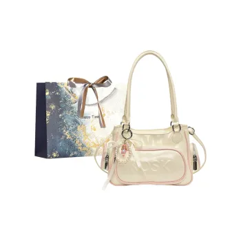 Iman's House PU Shoulder Bag Regular Women's Ecru/Sage Green/Cherry Blossom Pink/Black
