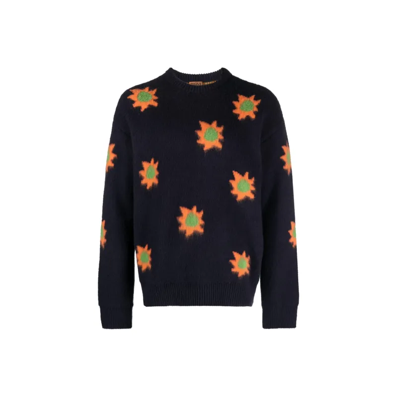 Zegna Patterned Intarsia Knit Crewneck Jumper-0