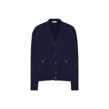 Valentino V Neck Straight Hem Cardigan