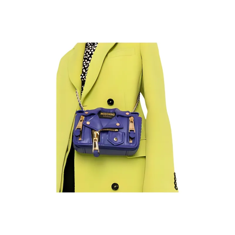 MOSCHINO Lambskin Shoulder Bag Crossbody Bag Regular Women's Purple-4