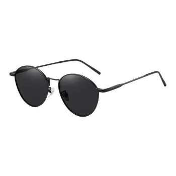 Thunder Pailong Metal Round Sunglasses Women's Black, Silver, Gold