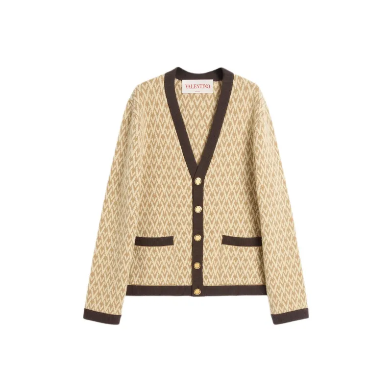 Valentino Toute La V Patterned Straight Hem Cardigan-0
