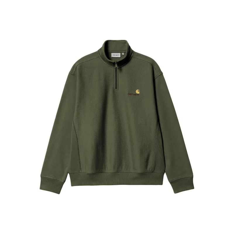 Carhartt WIP American Script FW24 Half Zip Sweatshirt Unisex Green-0