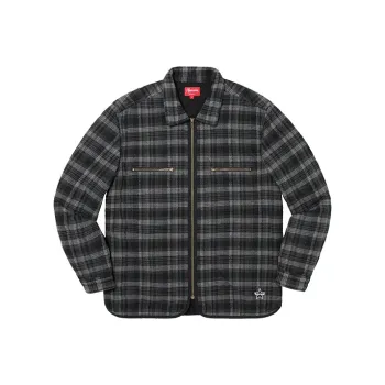 Supreme Quilted Plaid Zip Up Shirt