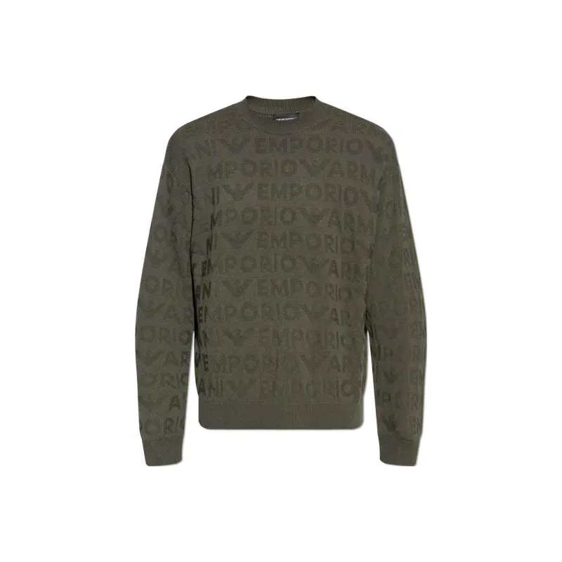 EMPORIO ARMANI Logo Jacquard Crewneck Jumper-0