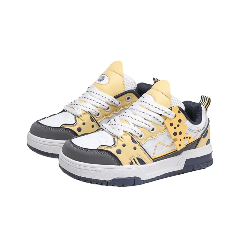 JEANSWEST Cheese Patchwork Trendy Slip Resistant, Abrasion Resistant, Breathable Low Top Skateboard Shoes Men's-10