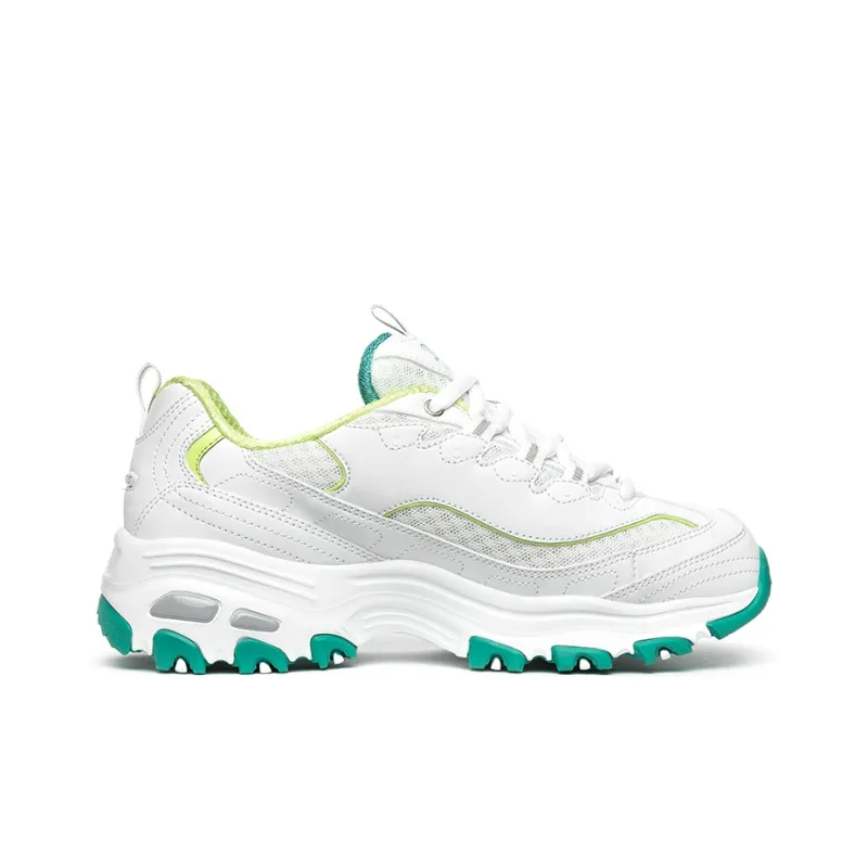 Skechers D Lites 1.0 Low Top Running Shoes White/Green Women's-1