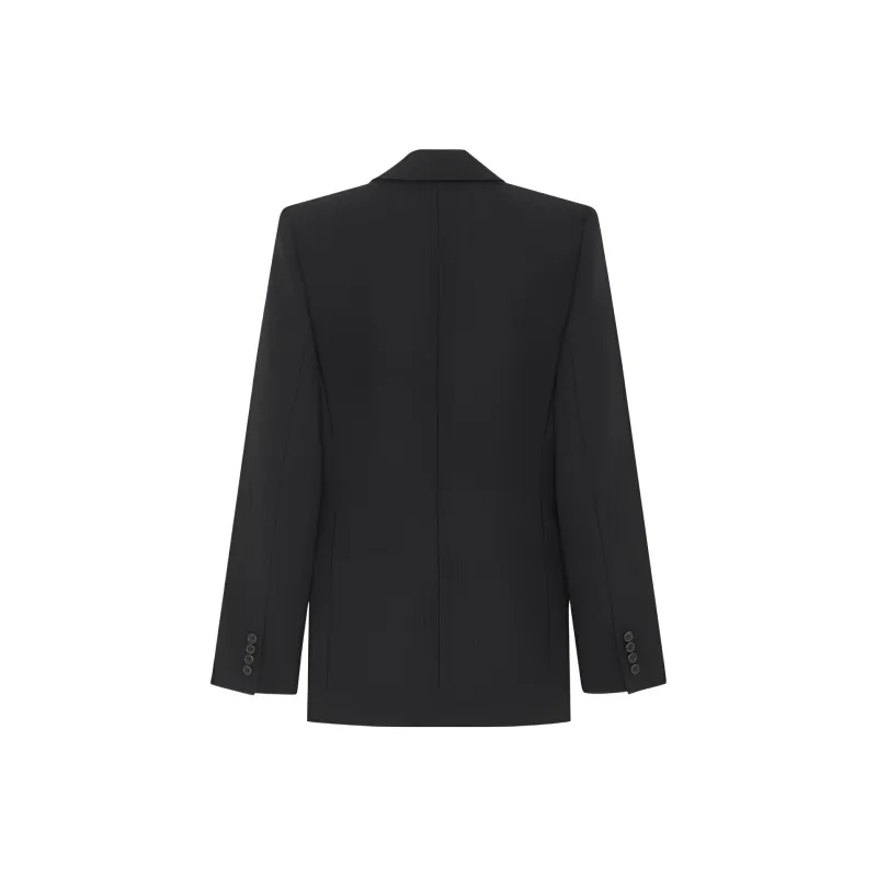 SAINT LAURENT Grain De Poudre Wool Single breasted Blazer-1