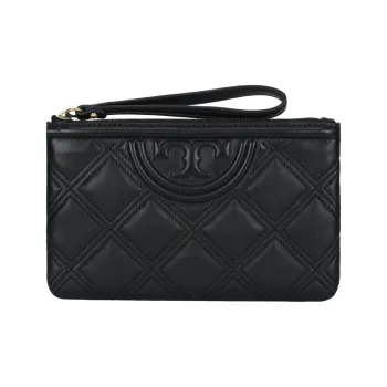 TORY BURCH Fleming Leather Clutch Women's Black