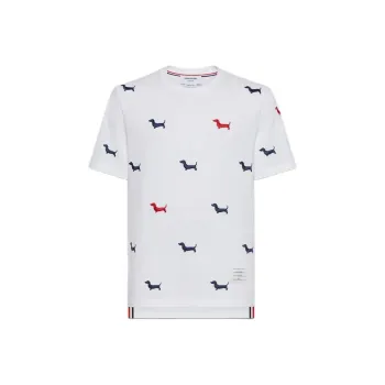 THOM BROWNE Dog Embroidered Crewneck T Shirt