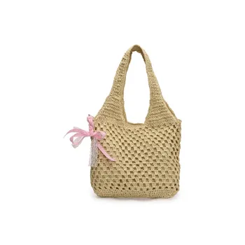 Single Warehouse Straw Woven Shoulder Bag Regular Women's Ecru/Khaki