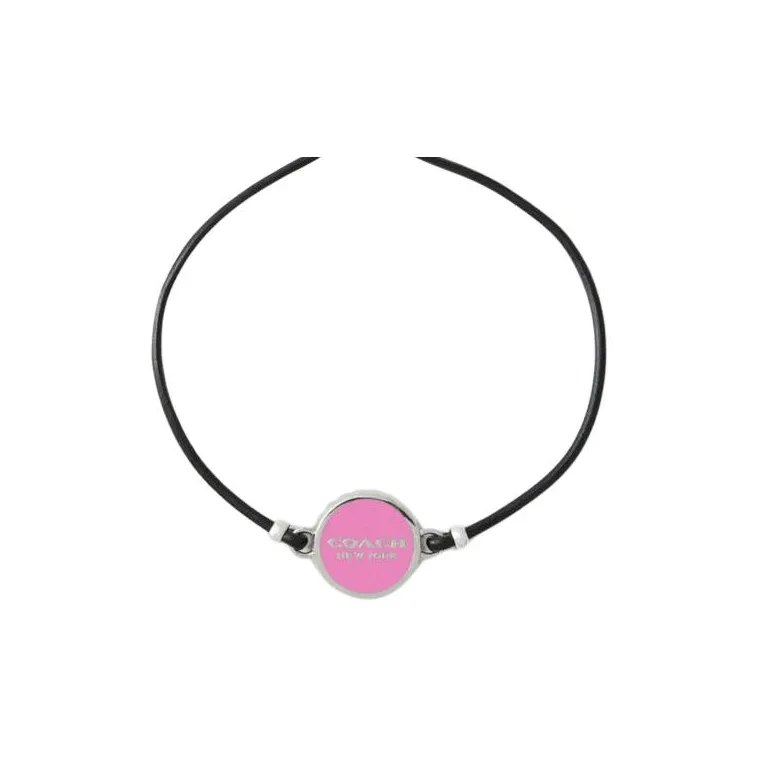 COACH Brass Plated, Enamel, Leather, Cubic Zircon Bracelets Women's Pink-2