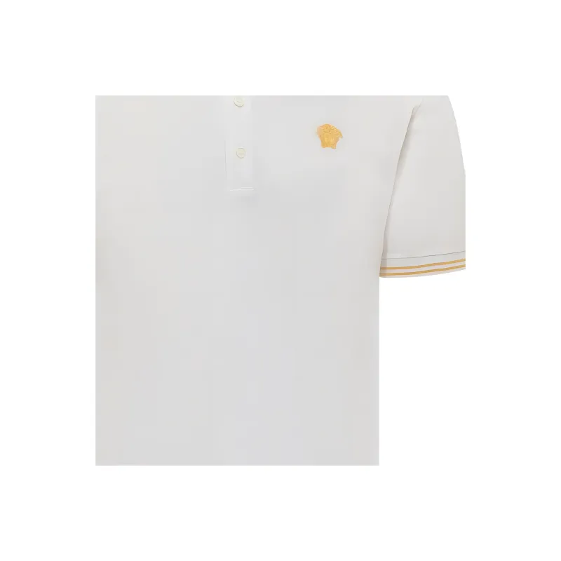 VERSACE Medusa Embroidered Short Sleeved Polo Shirt-4