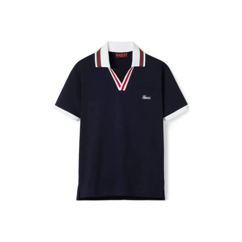 GUCCI Cotton Piquet Polo Shirt Polo Shirt Men's Dark Blue-0