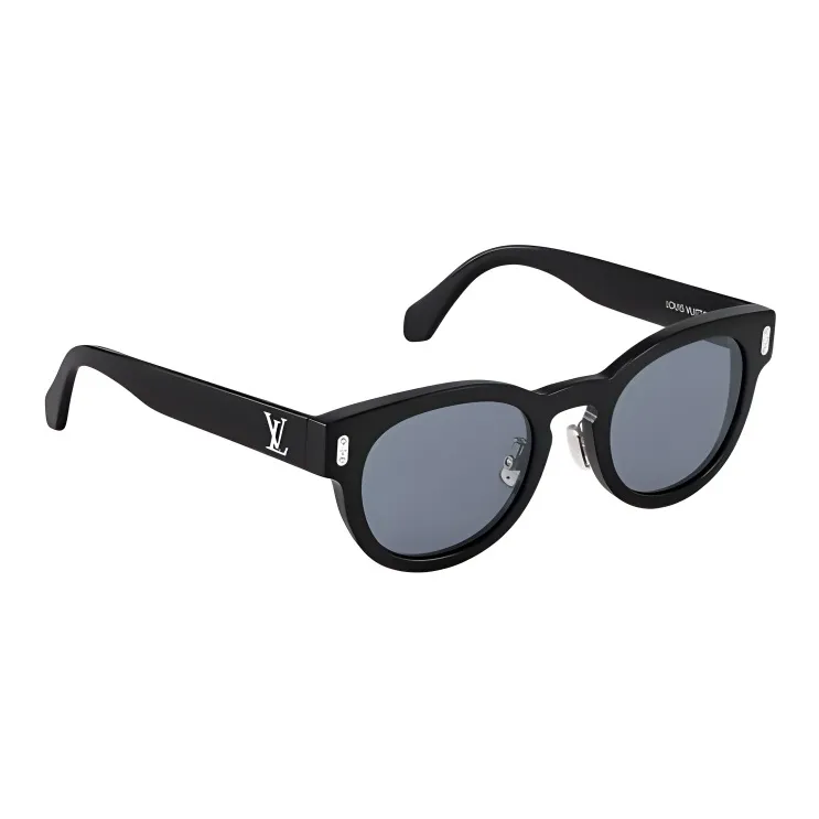LOUIS VUITTON Acetate Metal Parts Round Sunglasses Men's Black-1