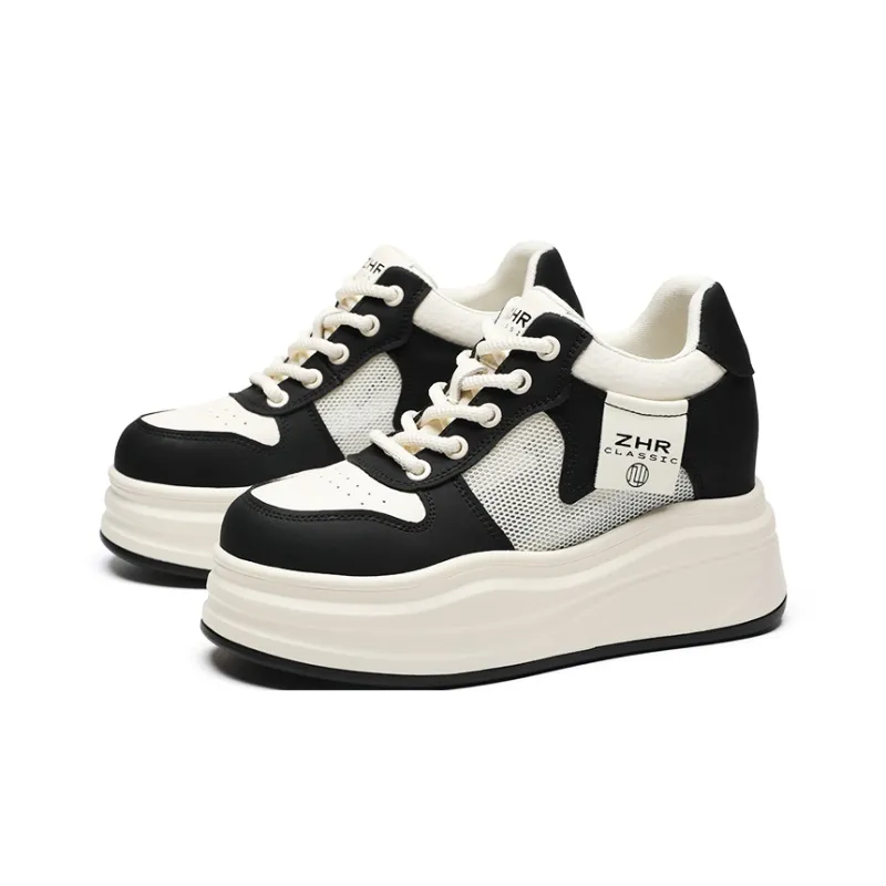 ZHR Platform Mesh White Sneakers Anti Slip Wear Resistant Low Top Skateboard Shoes Women's-8