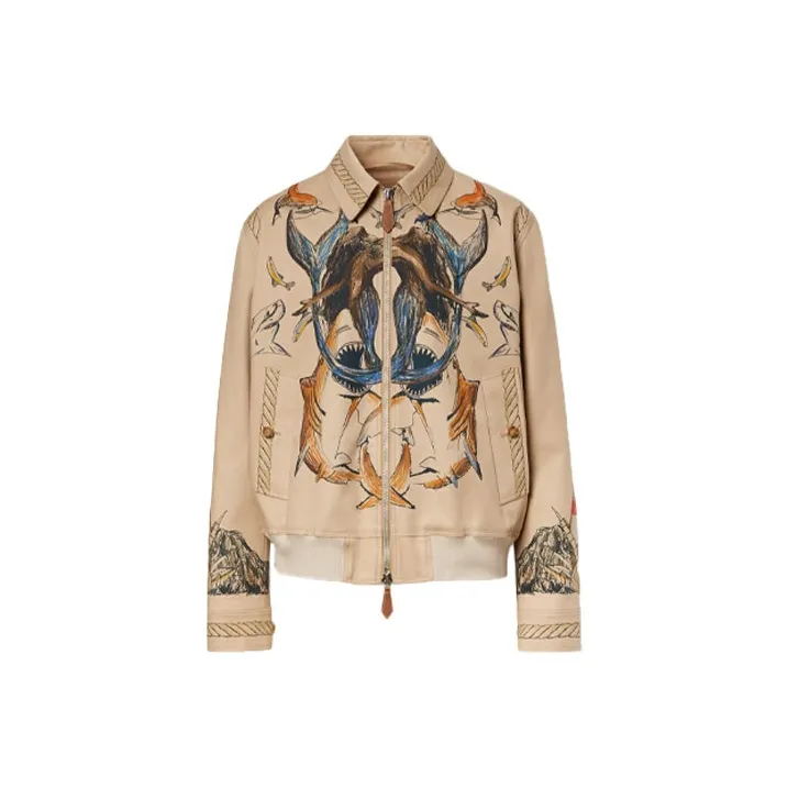 Burberry Marine Sketch Print Harrington Jacket-0
