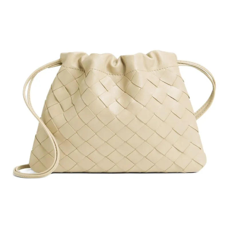 Bottega Veneta Dustbag Cow Leather Shoulder Bag Small Size Women's Sea Salt Color-0
