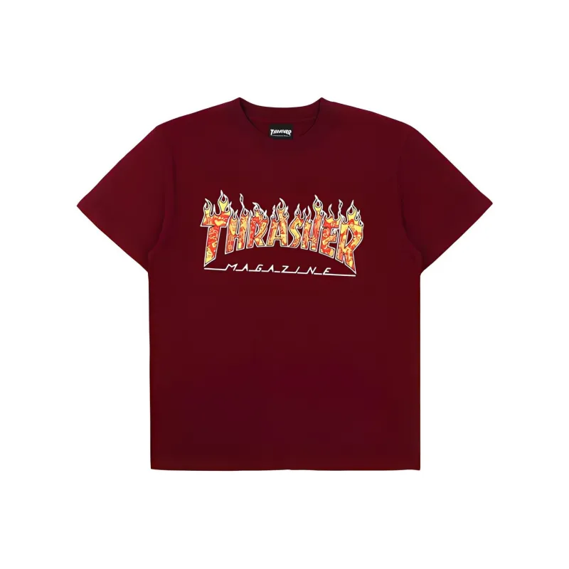 Thrasher T-Shirt Japan Version Unisex Burgundy-0