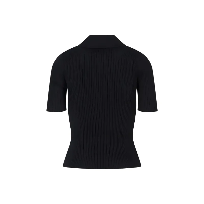 COURREGES Iconic Rib Knit Polo Shirt-1