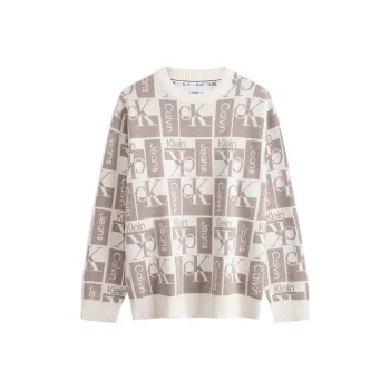 CALVIN KLEIN Knitwear Men's White & Coffee Multicolor