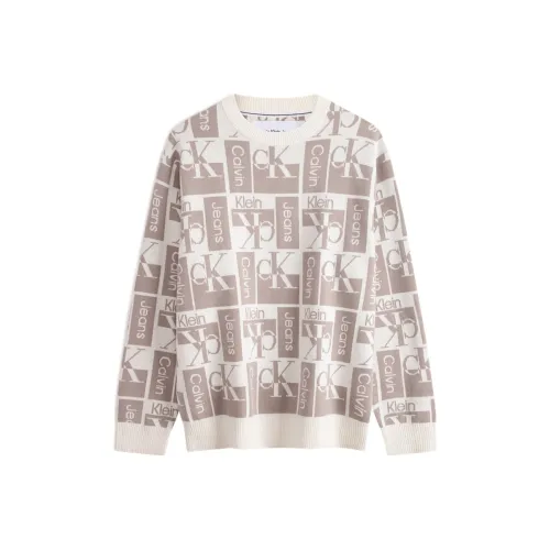 CALVIN KLEIN Knitwear Men's White & Coffee Multicolor