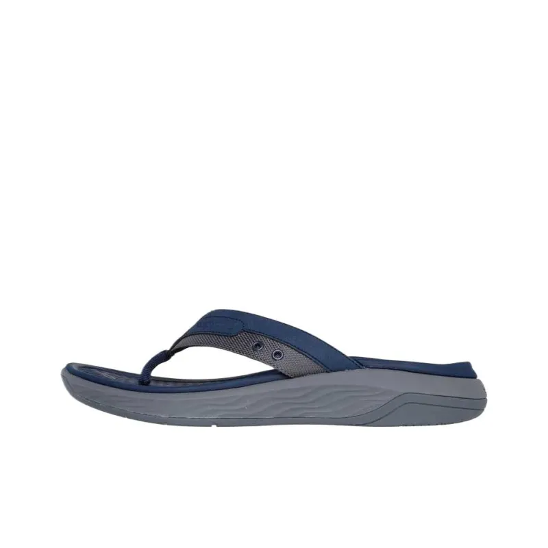 Skechers Foam Sole Quiet Antibacterial Massage Flip Flops Men's Marine Blue-0