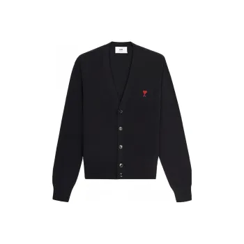AMIPARIS Logo embroidered Wool Cardigan