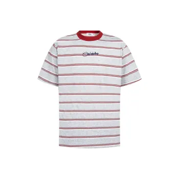 BONAS T Shirt Unisex Red And Gray Stripes