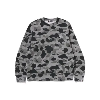 A BATHING APE Heather Camo Ape Head One Point Crewneck