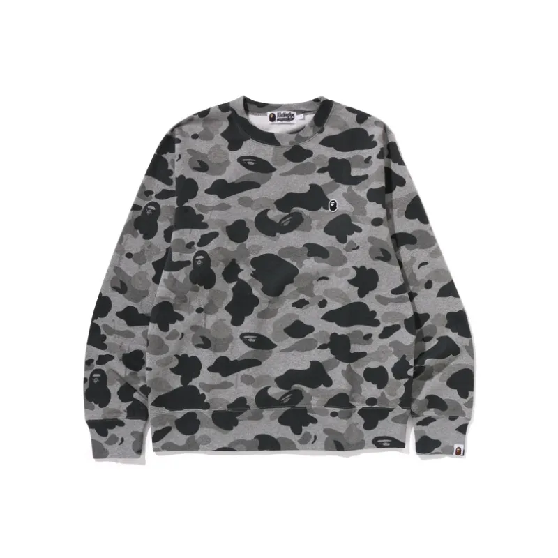 A BATHING APE Heather Camo Ape Head One Point Crewneck-0