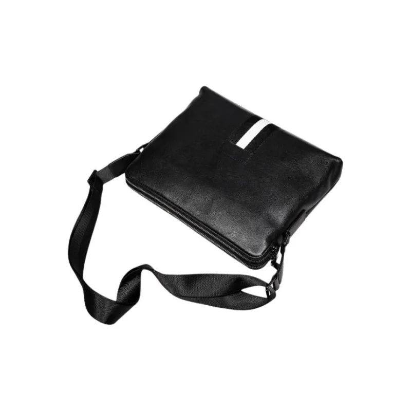VIHUS Top Grain Cow Leather Shoulder Bag Men's Black-4