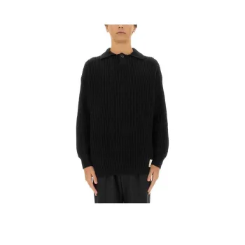 EMPORIO ARMANI Fisherman's Knit Long Sleeved Polo Shirt
